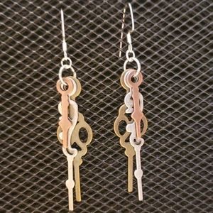 Tri-color Matte-finish Clock Hands Earrings
